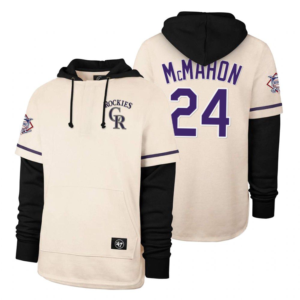 Men Colorado Rockies #24 Mcmahon Cream 2021 Pullover Hoodie MLB Jersey